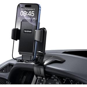 Dashboard Car Phone Holder Mount with Anti-Drop Clip - 360 Rotation Multifunctional Cell Phone Holder Car for iPhone, Samsung, Google and 4-7" Cellphones (Black)