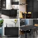 seonta Black Contact Paper 24"x200" Wood Peel and Stick Wallpaper Waterproof Self Adhesive Wall Paper Cover Vinyl Wrap for Countertop Desk Table Cabinets