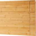 GarveeHome Bamboo Cutting Board & Stovetop Cover - Raised Chopping Board with Detachable Legs, Juice Groove & Compartments - Versatile Sink Cover for Home and Restaurant Kitchen Countertops (29.5"L x 21.3"W)