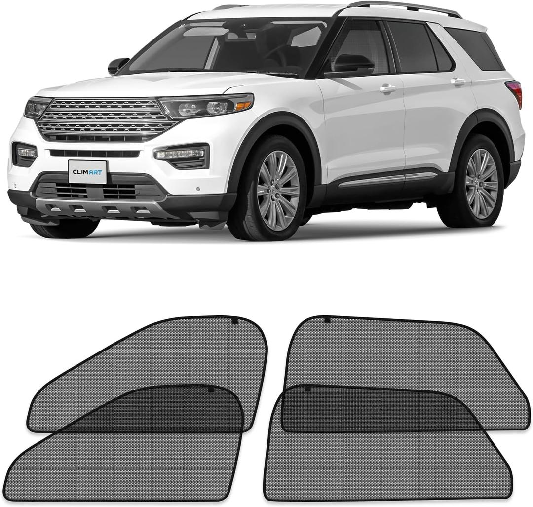 CLIM ART Magnetic Car Window Shades for Ford Explorer 2020-2025  Custom-Fit Sun Blocker Curtains, Side Window Covers, Essential Car Accessories for Camping, Baby and Privacy Protection - MS0024