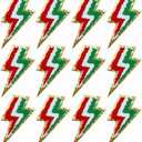 5 x FAZHBARY 12 PCS Lightning Iron On Patch Gold Edges Chenille Bolt Patches Lightning Bolt Applique for DIY Clothes Decor