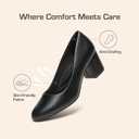 DREAM PAIRS Women's Pumps Low Chunky Block Heel Dress Shoes Closed Round Toe Comfortable Heels, Size 7.5