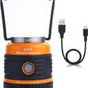 LED Camping Lantern Rechargeable, 1800LM, 4 Light Modes, 4400mAh Power Bank, IP44 Waterproof, Perfect Lantern Flashlight for Hurricane, Emergency, Power Outages, Home and More, USB Cable Included (Black and Orange)