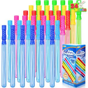 JOYIN 24 Pack 14.6 Big Bubble Wands Bulk (2 Dozen) for Summer Toy, Outdoor/Indoor Activity Use, Easter, Bubbles Party Favors Supplies for Kids