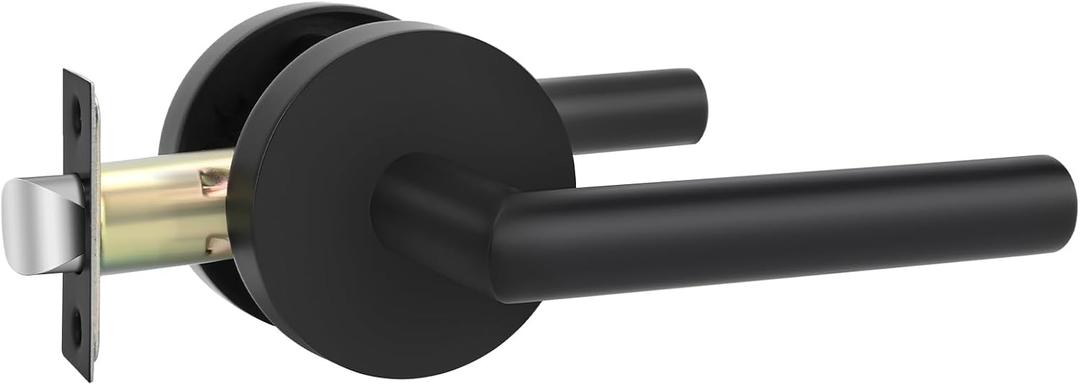 Goldenwarm Black Door Handles Interior, Matte Black Closet Door Handle Indoor, Black Passage Door Lever for Hall and Closet, Zinc Alloy, 1 Pack