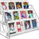 Magnetic Card Holder 3-Tier, Card Display Stand Clear Acrylic Trading Sports Card Display