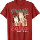 Cat Pussy So Good Santa Came Twice T-Shirt, S