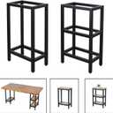 MBQQ Rustic Iron Office & Dining Table Legs with Shelves - Heavy Duty Metal, 28' Height, 17.7' Length, 9.8' Width - Industrial Modern Style - DIY Butcher Block
