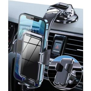 Phone Mount for Car Phone Holder Mount for Dashboard Windshield Vent, Military Grade Suction & Metal Hook, Handsfree Stand Cell Phone Holder Car Accessories for iPhone