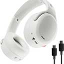 Skullcandy Crusher ANC 2 Wireless Over-Ear Bluetooth Headphones with Extra USB-C Charging Cable, Multi-Sensory Bass, Active Noise Cancelling, 60 Hours Battery, Microphone iPhone Android - Bone