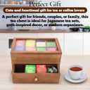 Wooden Tea Bag Organizer with Drawer Tea Storage Box with 16 Compartments, Tea Caddy and Teabag Holder for Countertop or Kitchen Tea Station Display Rustic Wood Tea Organizer