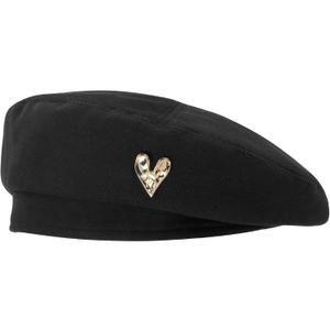 CHIC DIARY Beret Hat Black French Style Women Beret Hats Classic Winter Cotton Cap boinas para Mujer (Black, M)