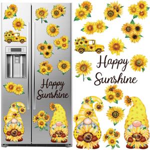 Geiserailie 16 Pcs Sunflower Gnome Refrigerator Magnets Cruise Door Magnets Spring Car Magnetic Stickers Summer Fridge Garage Decals Sunflower Party Decorations for Home Office Decor