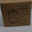 SIDUCAL Ceramic 8oz Cappuccino Cup Set of 4 Porcelain Coffee Cups with Saucers and Holder,Microwave/Dishwasher Safe,Espresso Demitasse Cups(White) (8 Fl Oz, White)