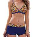 Womens Bathing Suit Halter Floral Top Two Piece Swimsuits Bathing Suits Athletic Swimwear Colorful Geometry XL