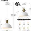 12 Inch Sandy White Farmhouse Pendant Lights for Kitchen Island Industrial Adjustable Height Vintage Dome Hanging Light Fixtures for Barn,Dining Room 1 Pack