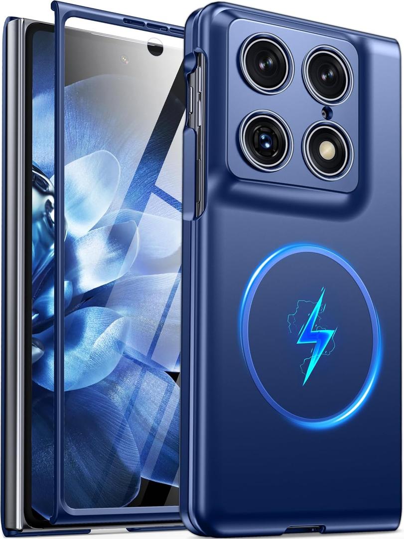 Magnetic for Motorola Razr Fold Case 2026[Compatible with Magsafe][Built-in Screen Protector][Anti-Slip][Drop Protection] Hard PC Shockproof Protective Slim Case for Moto Razr Fold Case,Blue