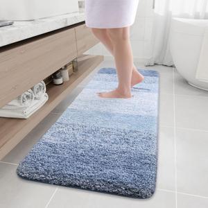 Arotive Microfiber Bathroom Rugs, Shaggy Soft and Absorbent Bath Rug, Non-Slip, Thick Plush Machine Washable Dry Bath Mats for Bathroom, Tub and Shower, 59x20, Light Blue, Rectangular
