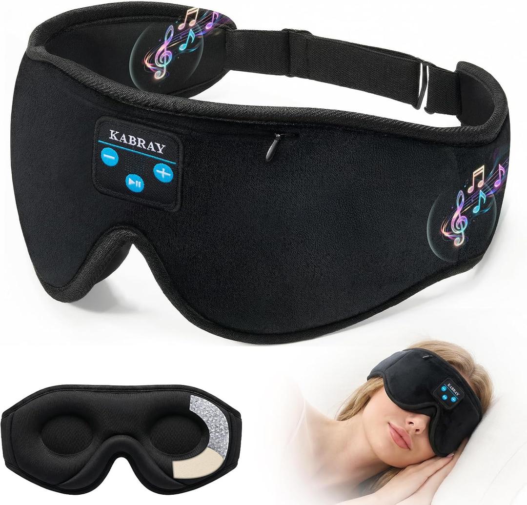 Sleep Mask Bluetooth Sleeping Headphones, 3D Contoured Gentle Pressure Sleep Mask Headphones Wireless with Ultra-Thin HD Stereo Speakers,Perfect for Side Sleepers,Naps,Yoga, Air Travel,Cool Gadgets