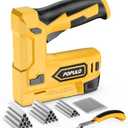 POPULO Electric Staple Gun, 2 in 1 Electric Stapler Tacker 4V Cordless Brad Nailer Kit, Battery Powered Nail Gun for Upholstery, Carpentry, DIY with Staple Remover, 1600 Staples and Nails, Yellow