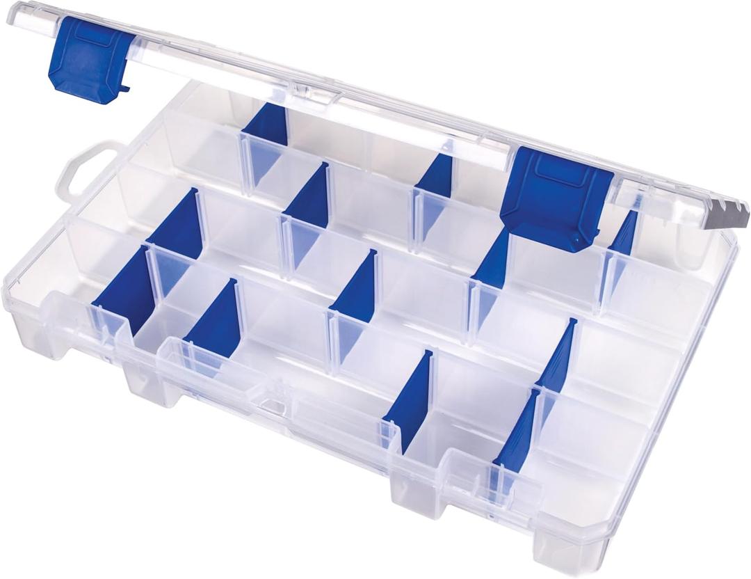 Flambeau Outdoors 4007 Fishing Tackle Box - Includes 12 Dividers, 24 Compartments, Clear Tackle Box Fishing Lure Organizer, Tuff Tainer Tackle Box with Zerust Anti-Rust Dividers