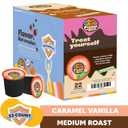 Crazy Cups Decaf Flavored Coffee Pods, Decaffeinated Caramel Vanilla Flavored Coffee, Single Serve Hot or Iced Medium Roast Coffee for Keurig K Cups Machines, 22 Count (EXP 11/01/26)