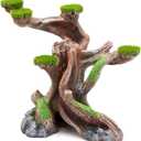 relaqcc Reptile Decor Aquarium Decorations Artificial Moss Resin Fish Tank Rocks Simulation Hollow Tree Leopard Gecko Trunk Accessories Aquarium View（Medium）