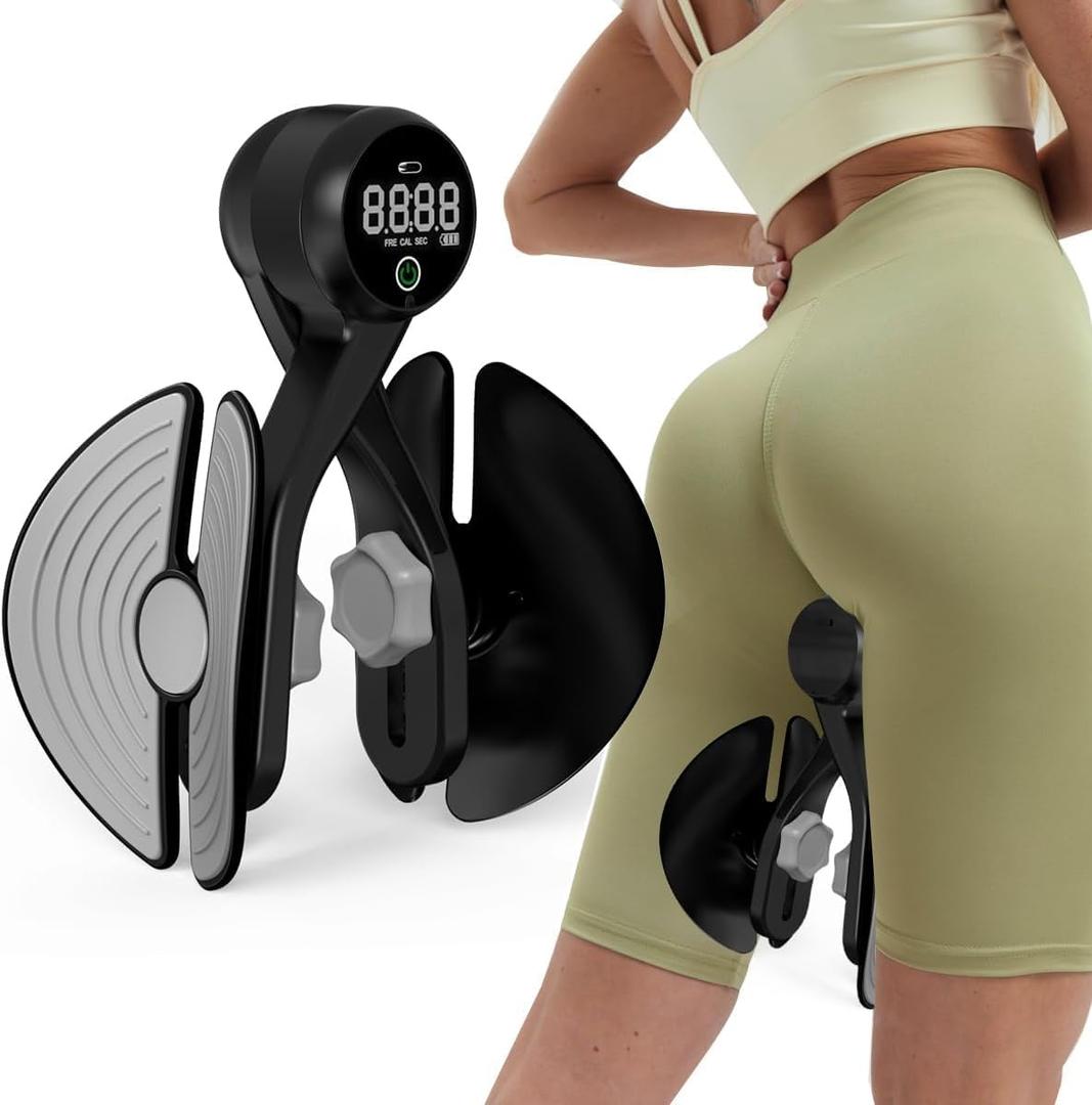 Thigh Master, Kegel Exerciser for Pelvic Floor Muscle, Inner Thigh Exerciser with Counter Rechargeable for Butt, Arm, Leg Workout, 4 Levels Adjustable Resistance