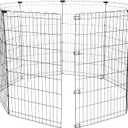 Amazon Basics Foldable Octagonal Metal Exercise Dog Playpen, Indoor/Outdoor, No Door, 8 Connected Panels, Large, 42 Inches Height, Black
