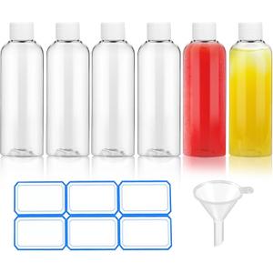 6 Pack 2 Oz (60ml) Clear Plastic Shot Bottles with caps - Small Bottles for Health, Immunity, Wellness, Samples - Perfect for Ginger Juice & Personal Care on the Go