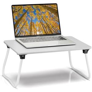 Ruxury Foldable Lap Desk Laptop Stand Bed Desk Table Tray, Breakfast Serving Tray, Portable & Lightweight Mini Table, Lap Tablet Desk for Sofa Couch Floor - White