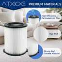 ATXKXE VF4000 Wet or Dry Replacement Filter for 5-20 Gallon Vacuums WD5500 WD0671 WD6425 WD7000 WD1280 WD1851 WD1680 WD1956 RV2400A, VF4000 Filter 2 Pack