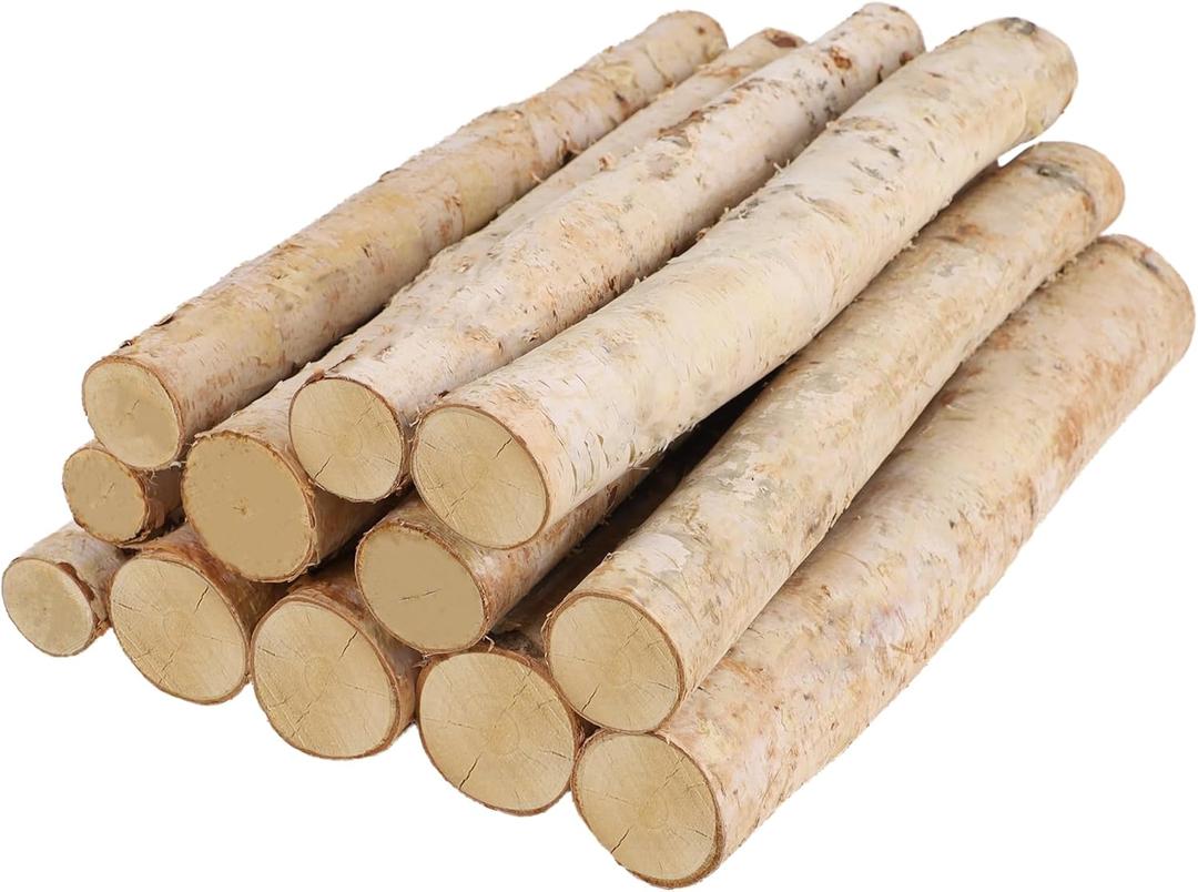 Sancodee 12-Pack White Birch Logs for Fireplace - Natural Decorative Birch Branches for Mantel, Fake Fireplace, Indoor Decor, DIY Crafts, and Planter Decoration (0.8"-1.6" Dia. x 16" Long)