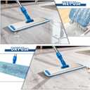 18" Professional Microfiber Mop Floor Cleaning, Flat Mop with Stainless Steel Handle,360-Spin Head with 2 Reusable Washable Pads, Microfiber Wet and Dust Mopping for Hardwood and Tile,Blue