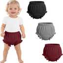 Yooo's Vivi 3 Pack Baby Ribbed Bloomers 6M-4T | Newborn Diaper Covers, Toddler Girls Boys, Cotton, Soft, Loose, Cute, Underwear Shorts