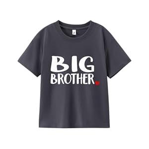 Big Brother Shirts for Toddler Boys 2-5 Years; Heart Graphic Tee; Soft Cotton Short Sleeve T-Shirt