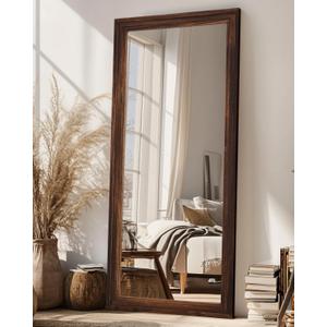 Full Length Mirror 71"x32", Rect Solid Wood Frame with Stand
Oversized Floor Mirror, Shatterproof Glass, Wall Mouted, Freestanding, Leaning, for Bedroom, Living Room, Entryway, Walnut