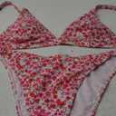 ZAFUL Women's 2 Piece Floral Print Swimsuit Triangle String High Cut Bikini Sets Bathing Suit, Large