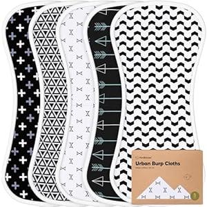 Organic Burp Cloths Baby Boy & Girl - 5-Pack Super Absorbent Cotton Burping Cloths for Babies, Soft & Plush Newborn Spit Up Rags, Infant Towels for Milk Spit Up, Unisex, Large 21" x 10" (MONOS)