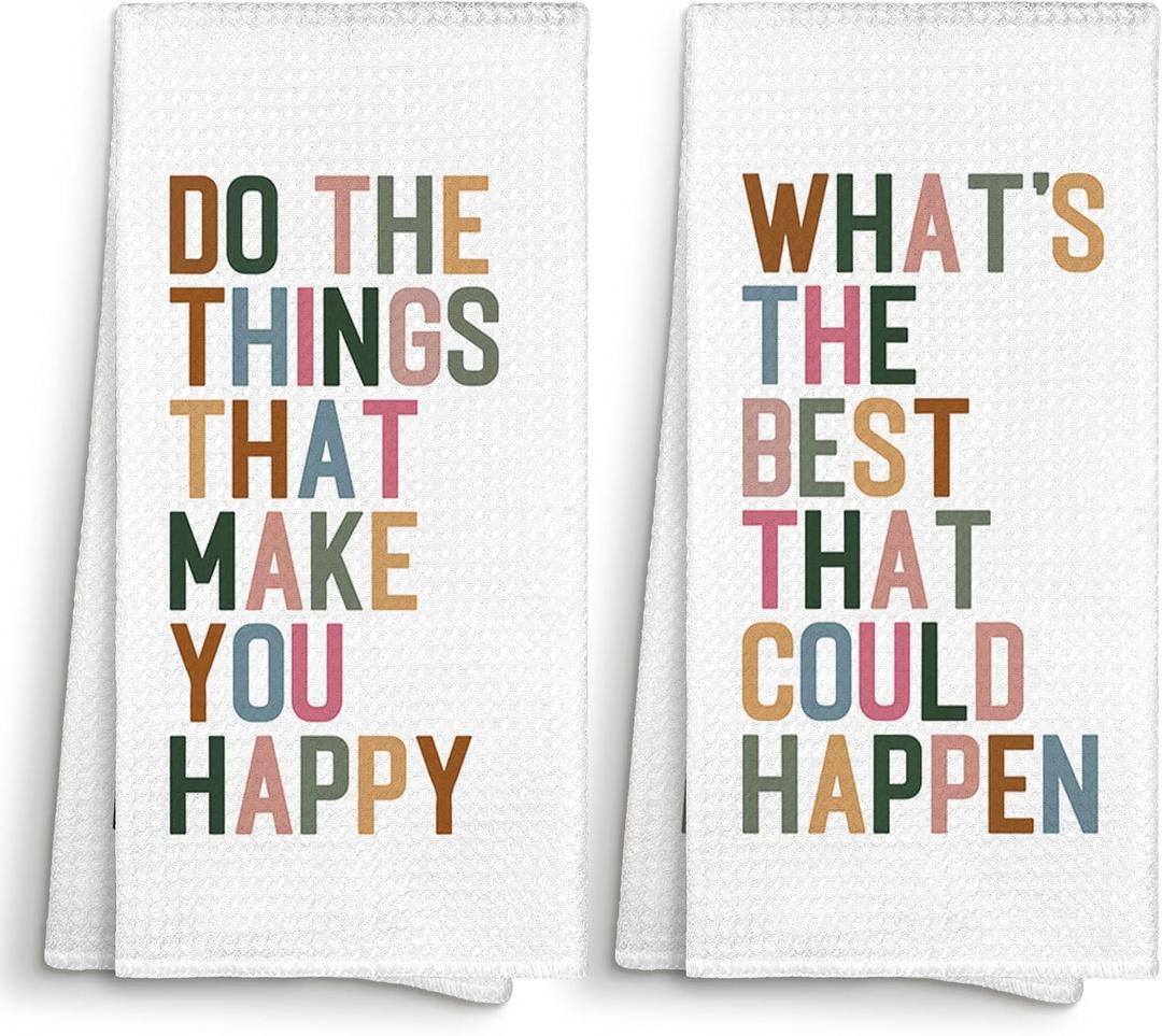 Boho Kids Inspirational Motivational Kitchen Towels Decorative 16x24 Set of 2, Preppy Dish Towels Cloths Dishcloths Gifts for Nursery Teens Dorm, Positive Bathroom Kitchen Hand Towel Decor