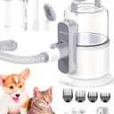 Dog Grooming Vacuum Kit for Shedding: Pet Hair Remover with Quiet Suction Cleaners and Large Capacity Dustbin for Long-Haired Dogs and Cats Home Brush and Groomer with 6 Attachments(Greyish White)