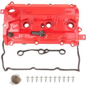 MITZONE Left Driver Side Aluminum Valve Cover Kit Compatible with Nissan 370Z Infiniti G37 M37 QX50 Q70 Q60 Q50 Q440 FX37 QX70 3.7L 2008-2020 Red