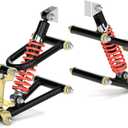 Front Suspension Swing Arm Kit, Upper/Lower Swing Arm & Front Suspension Shock Assembly with Steering Strut Knuckle Wheel Hub, Go Kart Electric ATV Quad Bike DIY Kit Accessories