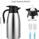 4 PCS 68 Oz Thermal Coffee Carafe with 4 PCS Brushes, SUS 304 Stainless Steel Double Walled Vacuum Insulated Coffee Carafes for Keeping Hot 12 Hours, Cold 24 Hours, Carafe for Hot Liquids, Beverages