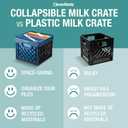 CleverMade Collapsible Milk Crate 25L (6.6 Gal) 3 Pack, 50 lb Capacity Heavy Duty Folding Crate Stackable Storage Crates with File Rails, Plastic Collapsible Crates - Ocean