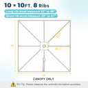COWVIE Umbrella Canopy Replacement for 8 Ribs Patio Umbrella, Outdoor Table Parasol Replacement for Yard, Canopy Only