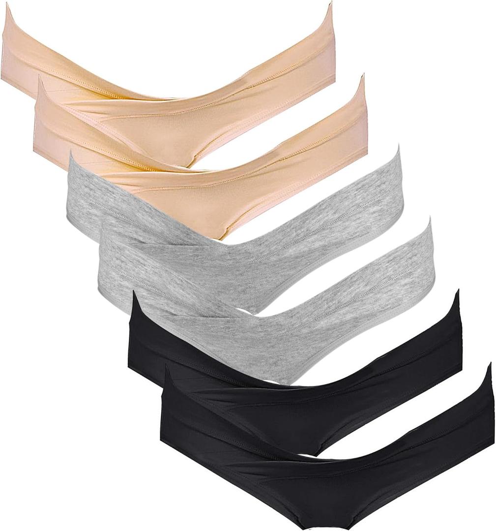Intimate Portal Cotton Maternity Underwear Under the Bump Pregnancy Postpartum Bikini Panties (Medium, 6-pk Essentials)