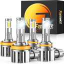 forenner H11 9005 Light Bulb Combo, 60000LM Brightness 900% Brighter, 1:1 Size Easy Installation 9005/HB3 H11/H9/H8 Fog Light, 10-Year Life with Speedy Cooling Fan, IP68 Waterproof, Pack of 4