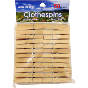 Economy Kitchen Accessory Wooden Clothespins 50 Count