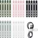 25 PCS Silicone Cable Ties Cord Organizer -[3 Adjustable Holes] Multi Color Elastic Reusable Cord Wraps Management, Home Organizer Ties for Phone Charger Electrical Cable, Travel Essentials